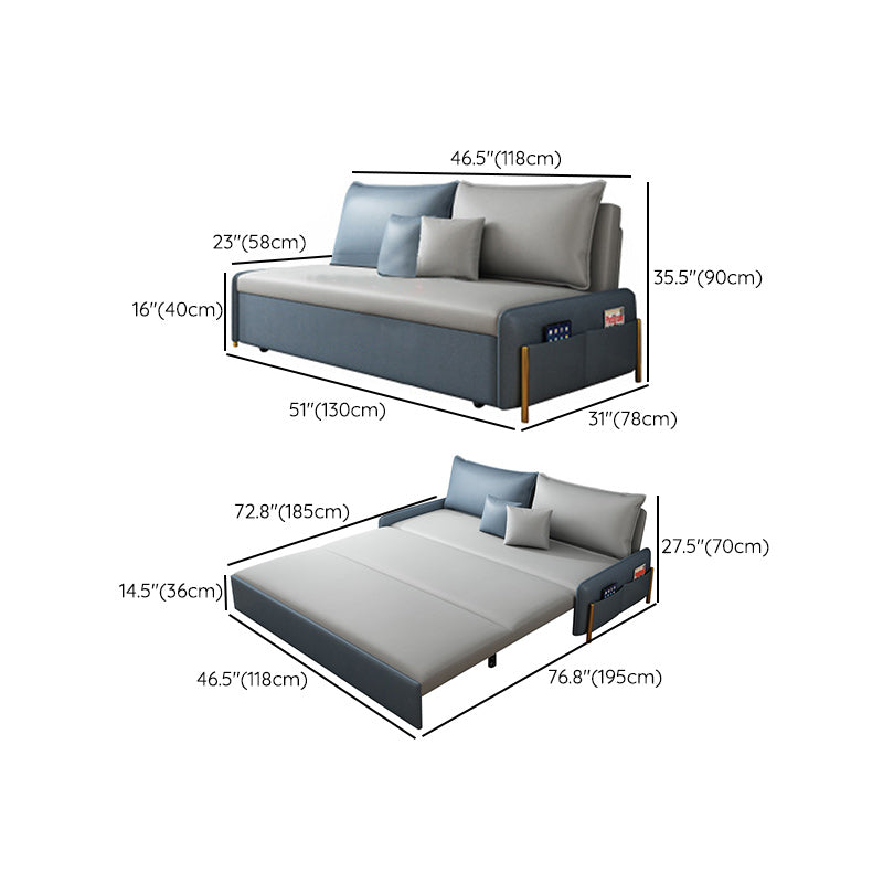 Contemporary Style Faux Leather Armless Sofa Bed for Apartment Use