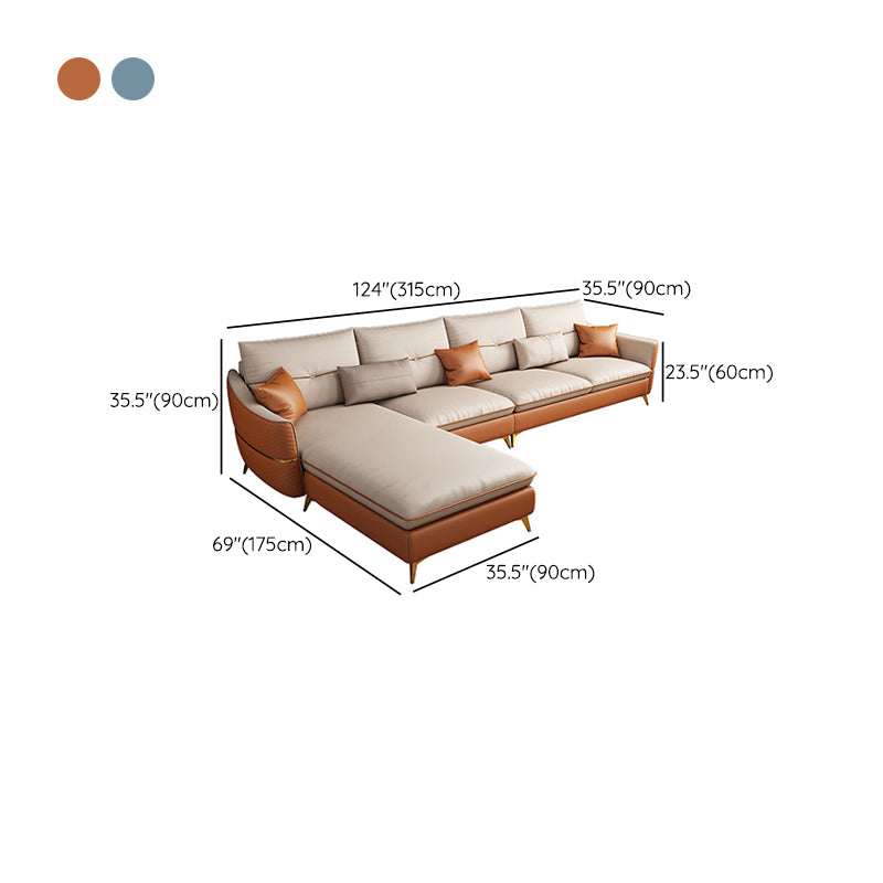 4-seat Luxurious Sectional with Pillows Sloped Arm Sectional