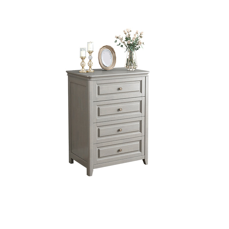 Contemporary Rubberwood Storage Cabinet with Drawers in Gray