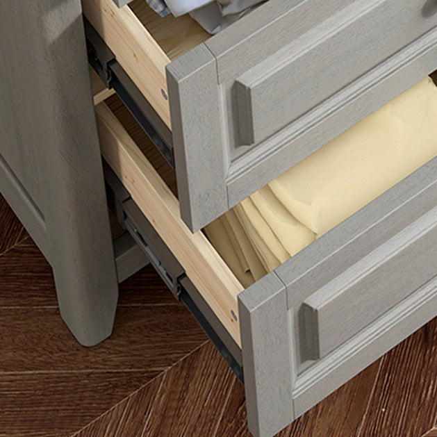 Contemporary Rubberwood Storage Cabinet with Drawers in Gray