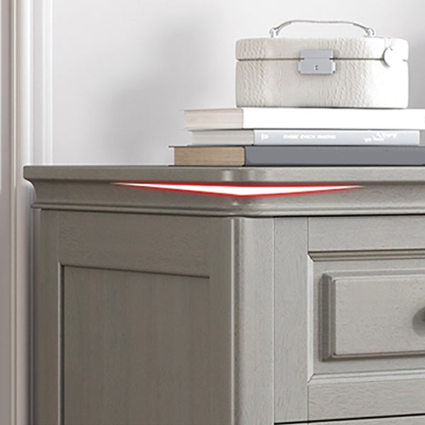 Contemporary Rubberwood Storage Cabinet with Drawers in Gray