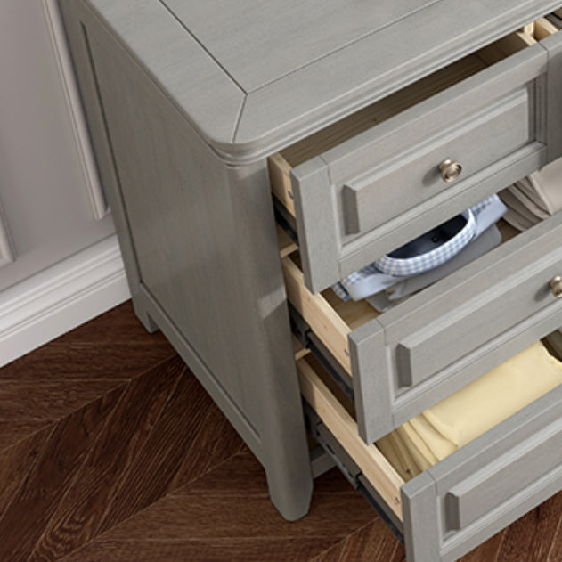 Contemporary Rubberwood Storage Cabinet with Drawers in Gray