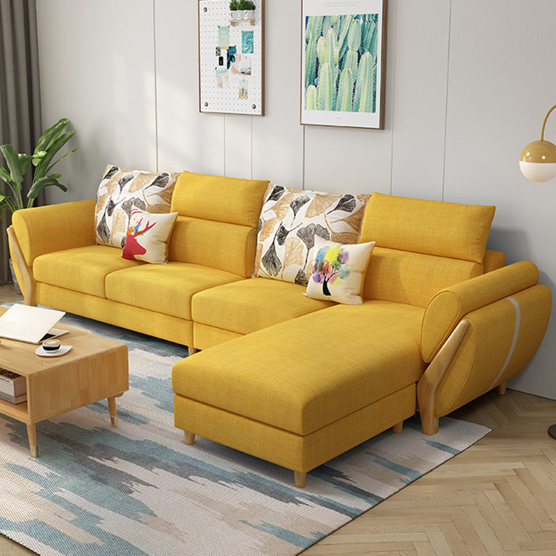 Flared Arm Ottoman Included Sectional Fabric 4-seat Sectional