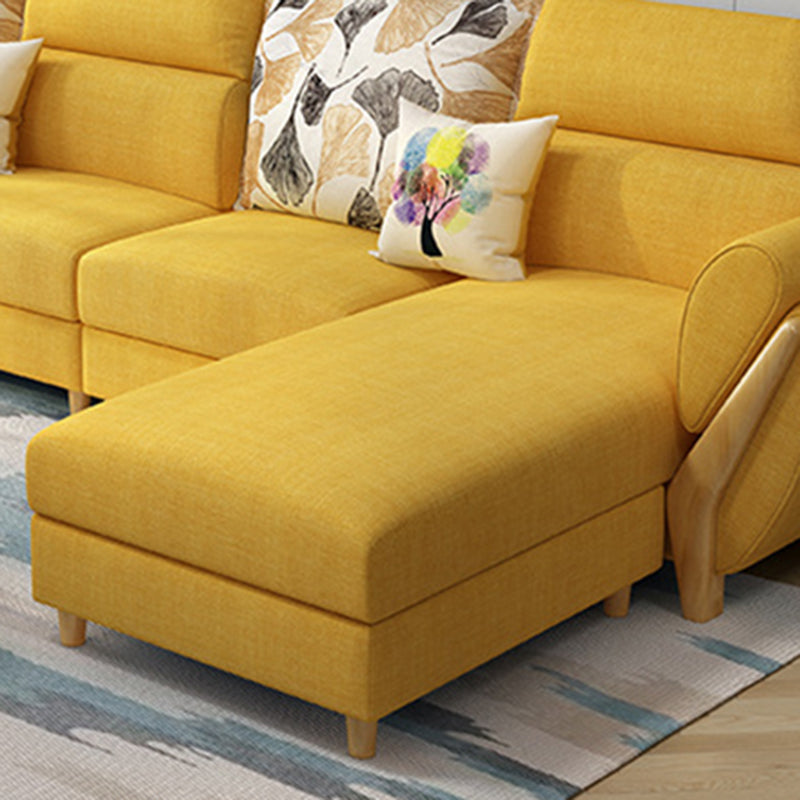 Flared Arm Ottoman Included Sectional Fabric 4-seat Sectional