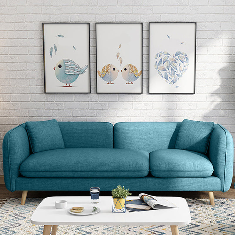 Contemporary 27.55" H Cotton Blend Square Arm Sofa with Pillows