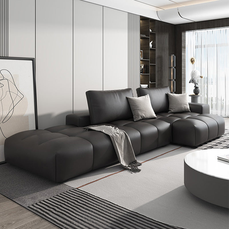 Faux Leather Pillow Back Sectional Brown/Black 106.29" Wide Sectional