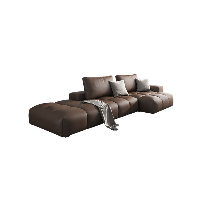 Faux Leather Pillow Back Sectional Brown/Black 106.29" Wide Sectional