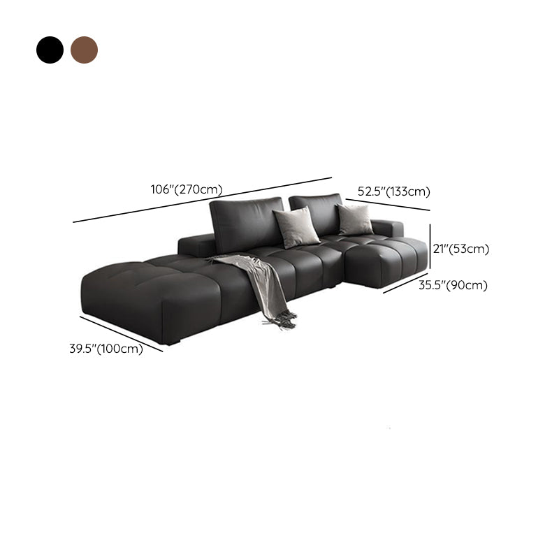 Faux Leather Pillow Back Sectional Brown/Black 106.29" Wide Sectional