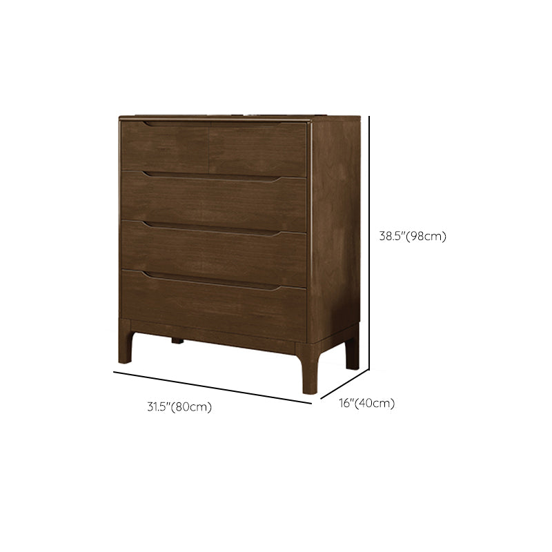 Espresso Solid Wood Accent Chest Mid-Century Modern Storage Cabinet with Drawers