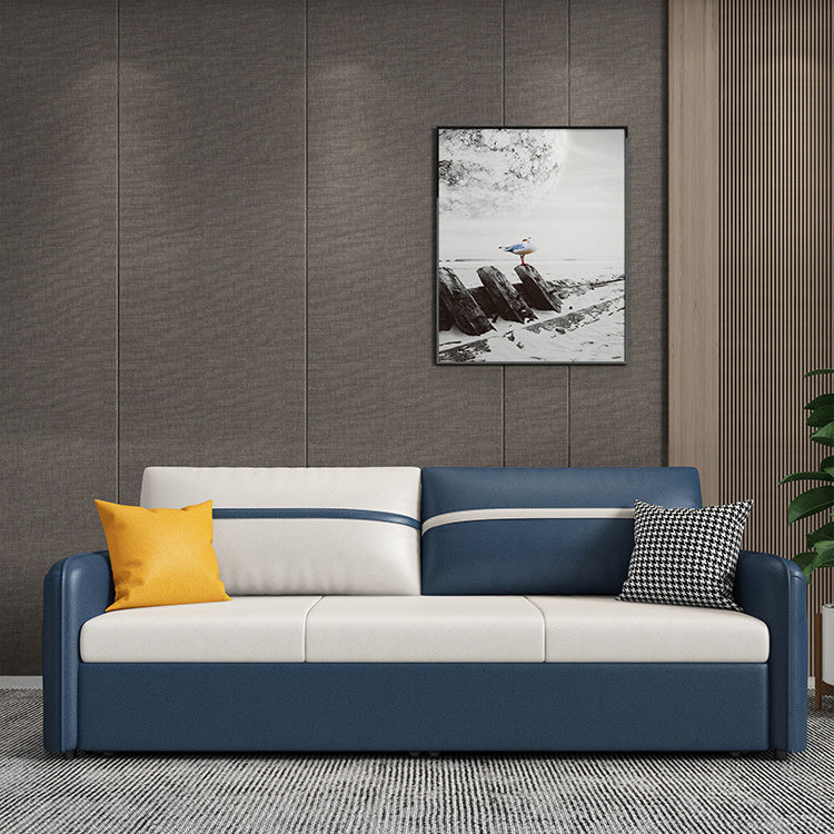 Modern 31.5" H Faux Leather Square Arm Sofa Bed for Apartment