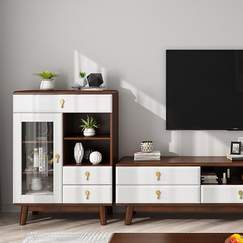 3 - Drawer Rubberwood Accent Cabinet 43.3" Tall 1 - Door Chest