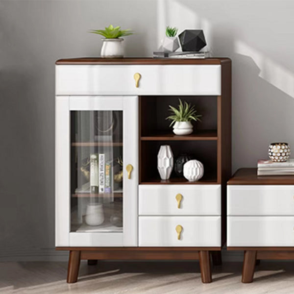 3 - Drawer Rubberwood Accent Cabinet 43.3" Tall 1 - Door Chest