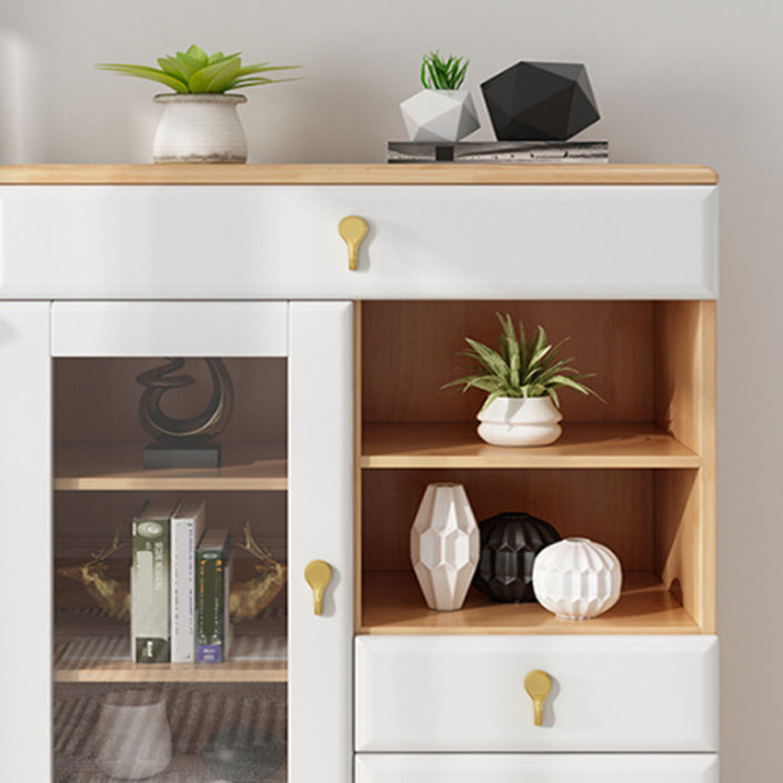 3 - Drawer Rubberwood Accent Cabinet 43.3" Tall 1 - Door Chest