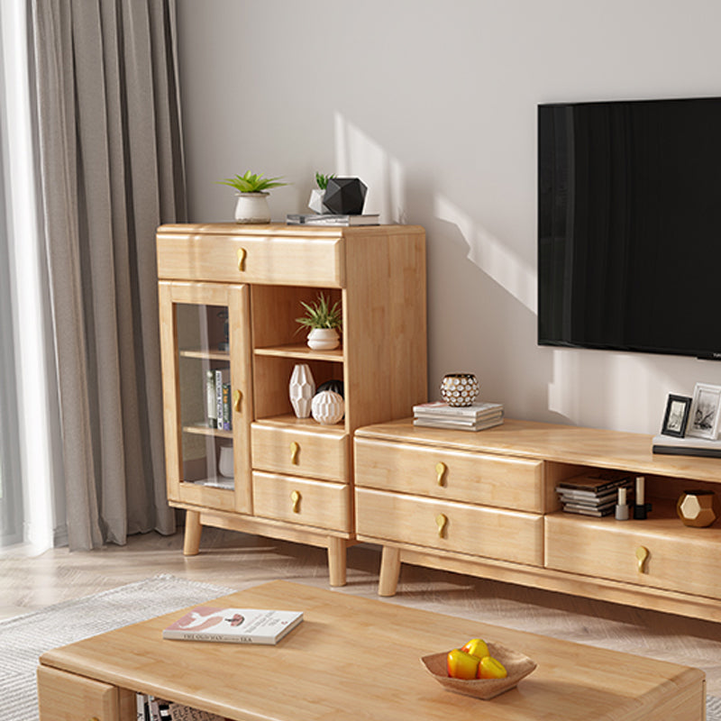 3 - Drawer Rubberwood Accent Cabinet 43.3" Tall 1 - Door Chest