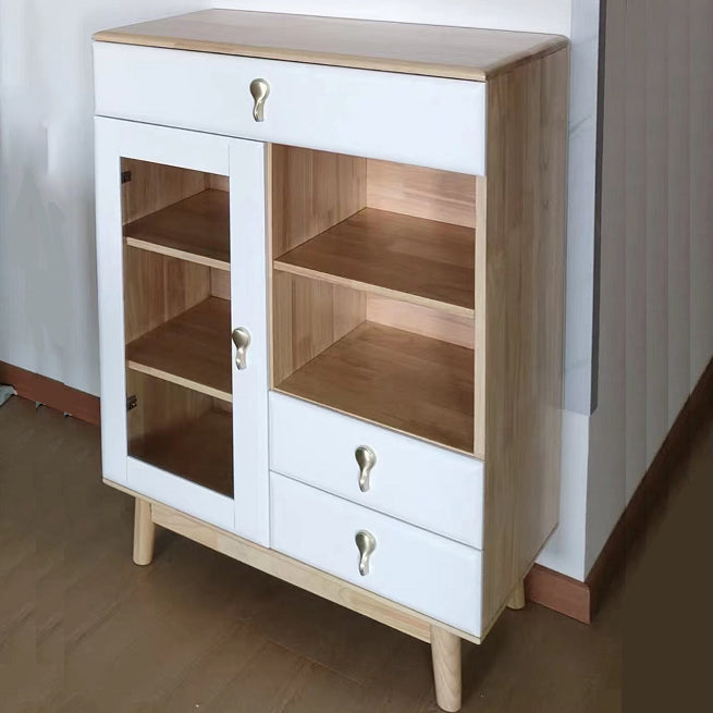 3 - Drawer Rubberwood Accent Cabinet 43.3" Tall 1 - Door Chest