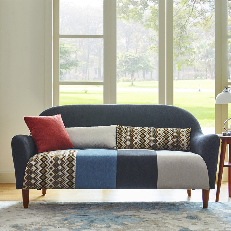 Contemporary Cotton Blend Loveseat with Flared Arm and 2 Pillows