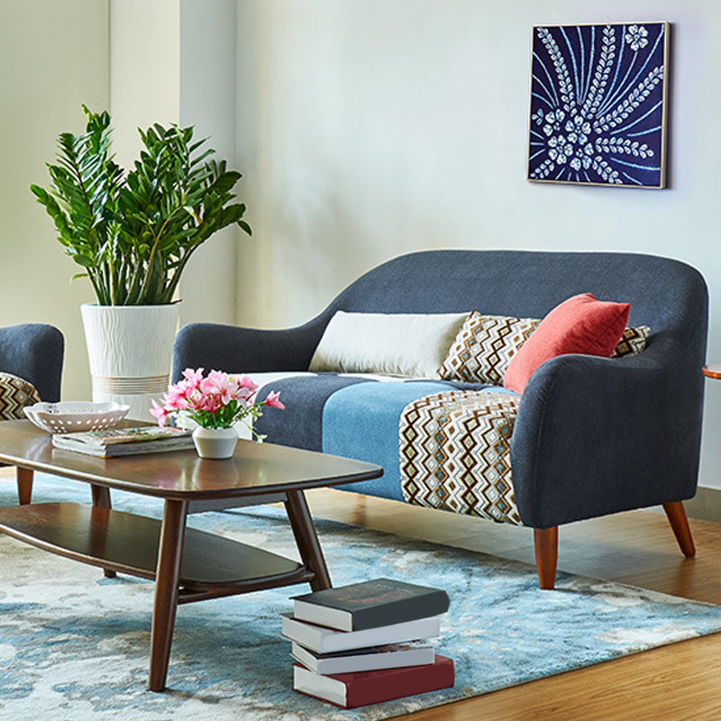 Contemporary Cotton Blend Loveseat with Flared Arm and 2 Pillows