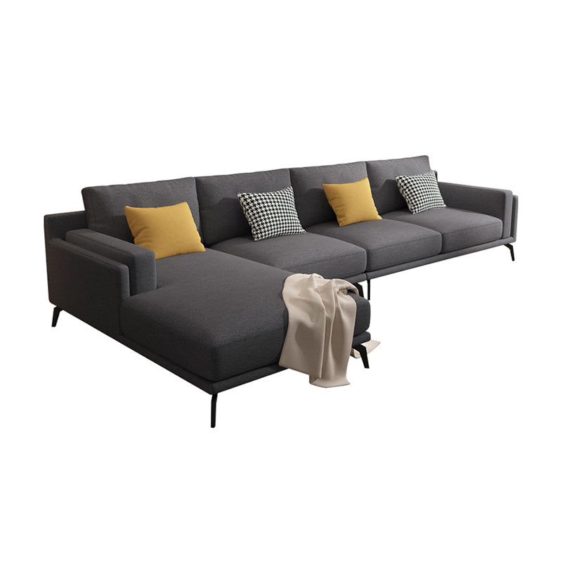 L-shape 4-seater Fabric Sectional Slipcovered Square Arm Sectional