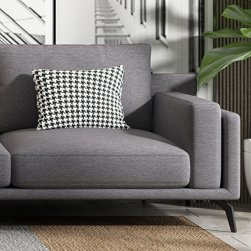 L-shape 4-seater Fabric Sectional Slipcovered Square Arm Sectional