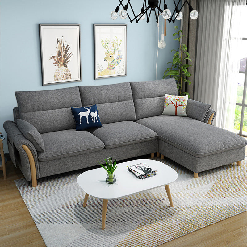 3-seater Fabric Sectional Sofa Slipcovered Sectional with Storage
