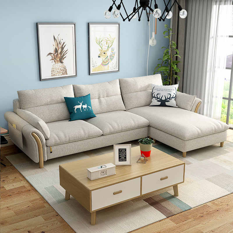 3-seater Fabric Sectional Sofa Slipcovered Sectional with Storage