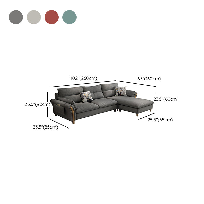 3-seater Fabric Sectional Sofa Slipcovered Sectional with Storage