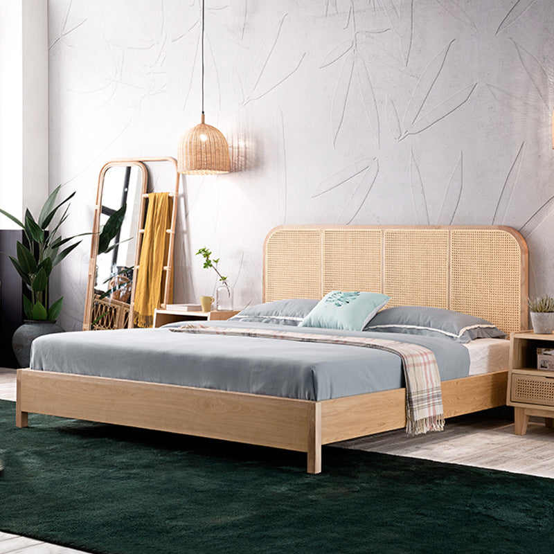 Wicker & Rattan Standard Bed Tropical Bed Frame With Custom Gold Legs