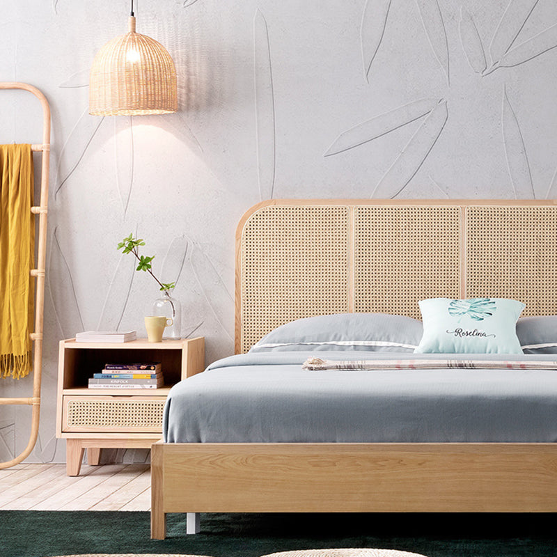 Wicker & Rattan Standard Bed Tropical Bed Frame With Custom Gold Legs