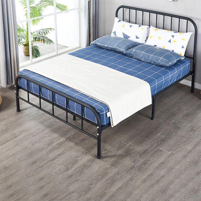 Black and White Open-Frame Bed Industrial Spindle Slat Bed With Custom Gold Legs