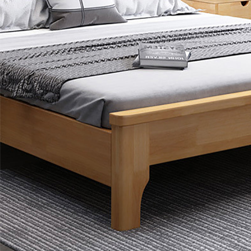 Solid Wood Platform Bed Rubberwood Platform Bed Frame Mid-Century Modern Natural
