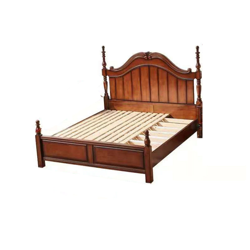 French Country Espresso Four Poster Bed Walnut Poster Bed with Headboard