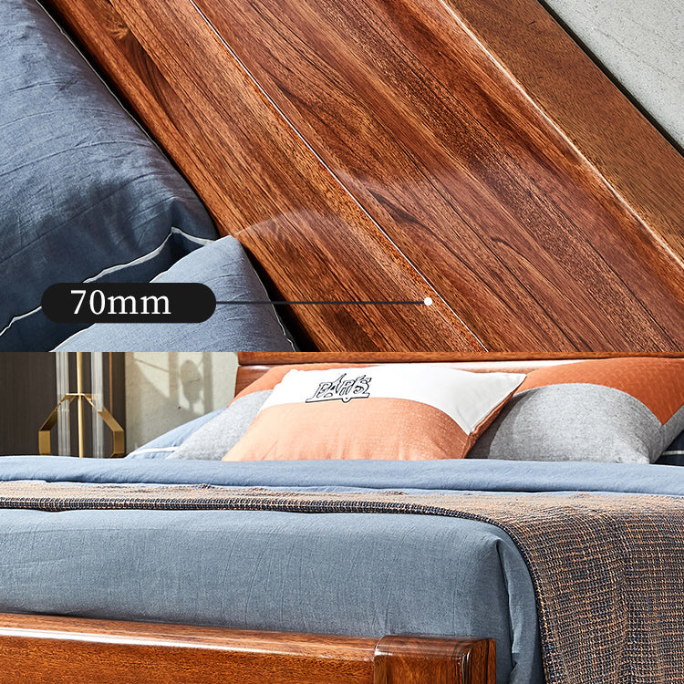 Traditional Solid Wood Standard Bed Solid Color Bed with Headboard