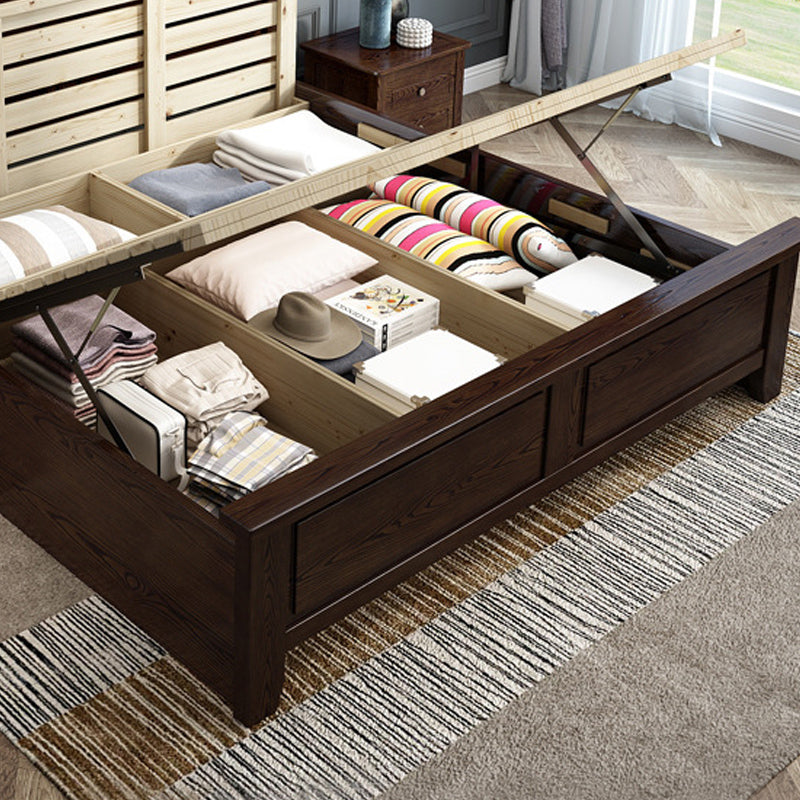 Ash Standard Bed Mid-Century Modern Bed Frame with Headboard