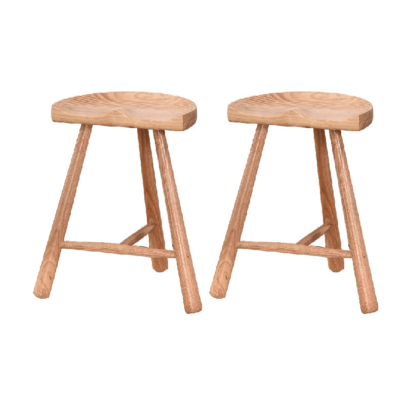 Industrial Backless Solid Wood Counter Stool Wooden Armless High Chair with 3 Legs