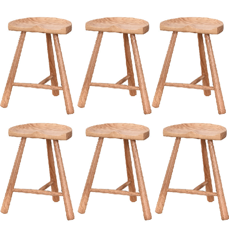 Industrial Backless Solid Wood Counter Stool Wooden Armless High Chair with 3 Legs