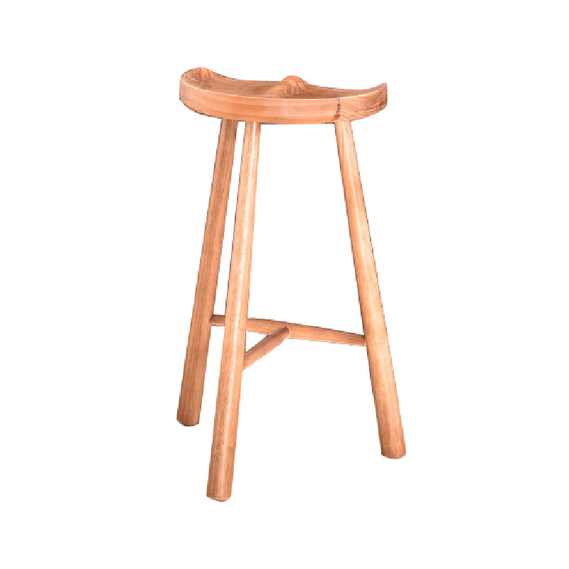 Industrial Backless Solid Wood Counter Stool Wooden Armless High Chair with 3 Legs