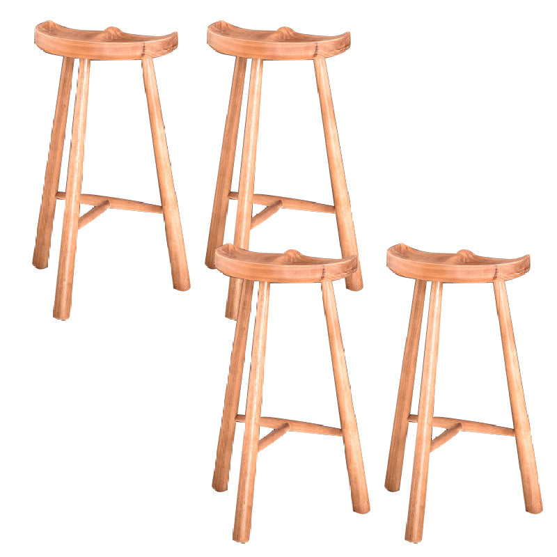 Industrial Backless Solid Wood Counter Stool Wooden Armless High Chair with 3 Legs