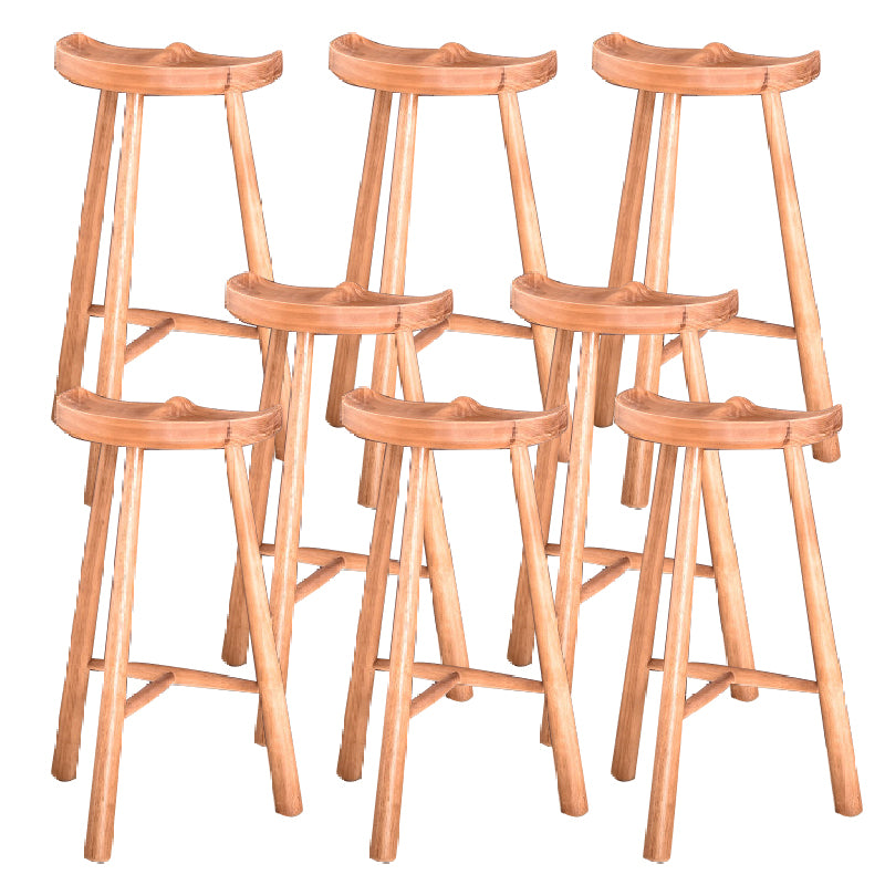 Industrial Backless Solid Wood Counter Stool Wooden Armless High Chair with 3 Legs