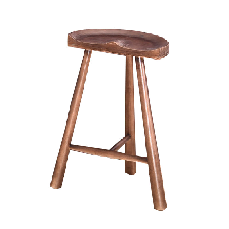 Industrial Backless Solid Wood Counter Stool Wooden Armless High Chair with 3 Legs