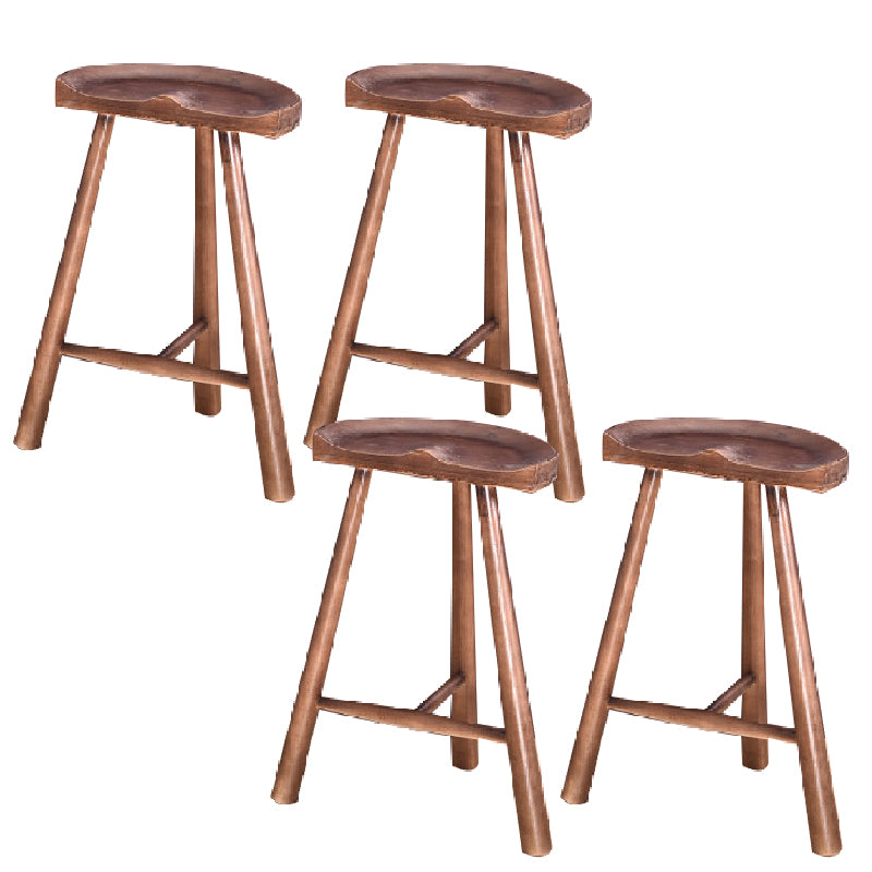 Industrial Backless Solid Wood Counter Stool Wooden Armless High Chair with 3 Legs