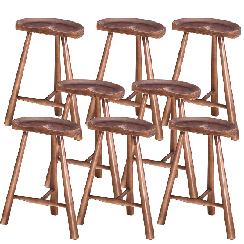 Industrial Backless Solid Wood Counter Stool Wooden Armless High Chair with 3 Legs