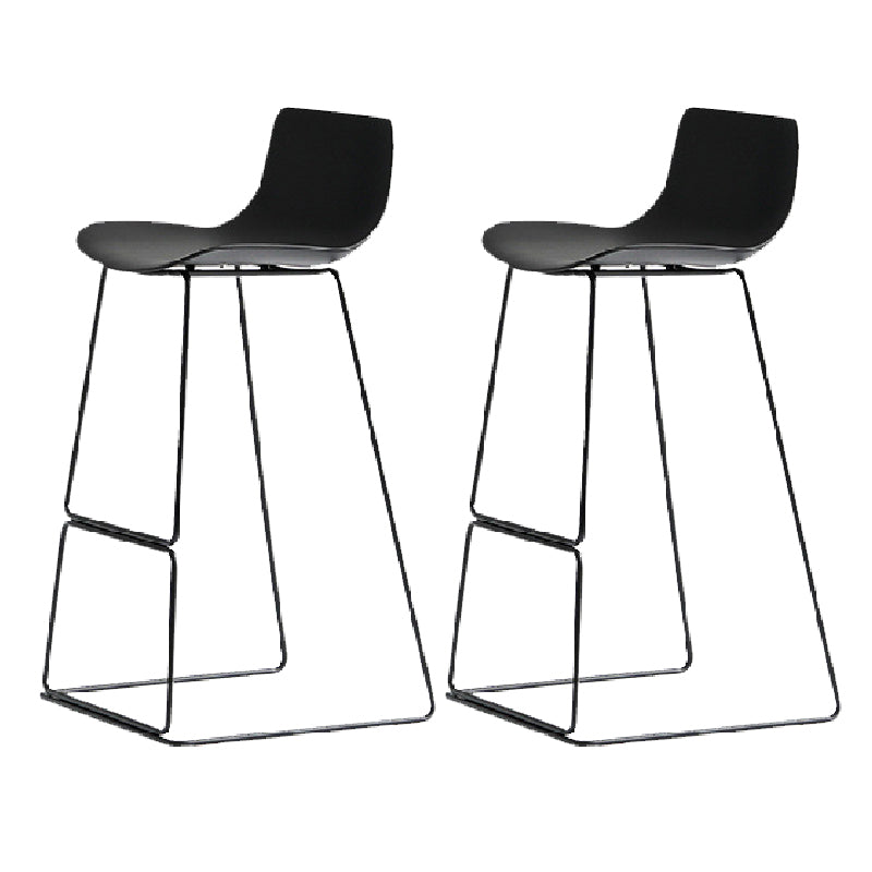 Nordic Backrest Counter Stool with Metal Base Plastic Armless Cafe Bar Stool