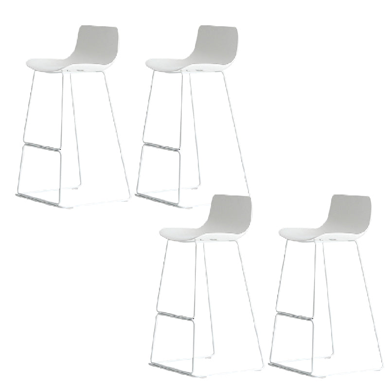 Nordic Backrest Counter Stool with Metal Base Plastic Armless Cafe Bar Stool