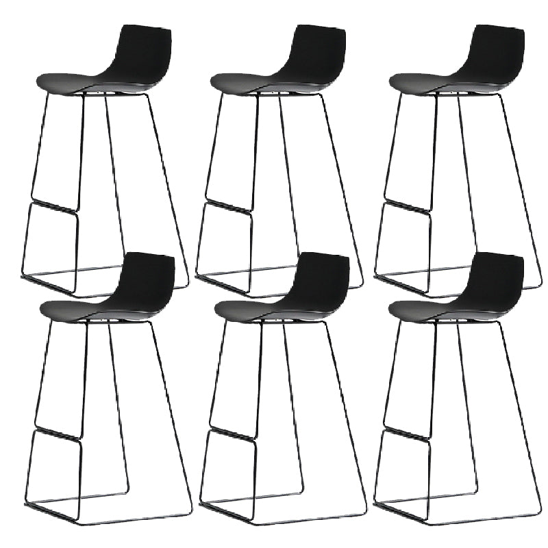 Nordic Backrest Counter Stool with Metal Base Plastic Armless Cafe Bar Stool