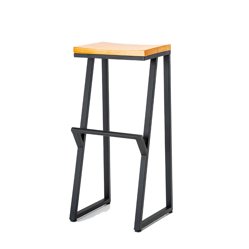 Contemporary Metal Counter Stool Wood Seat Bar Stool for Living Room