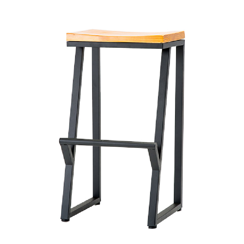 Contemporary Metal Counter Stool Wood Seat Bar Stool for Living Room
