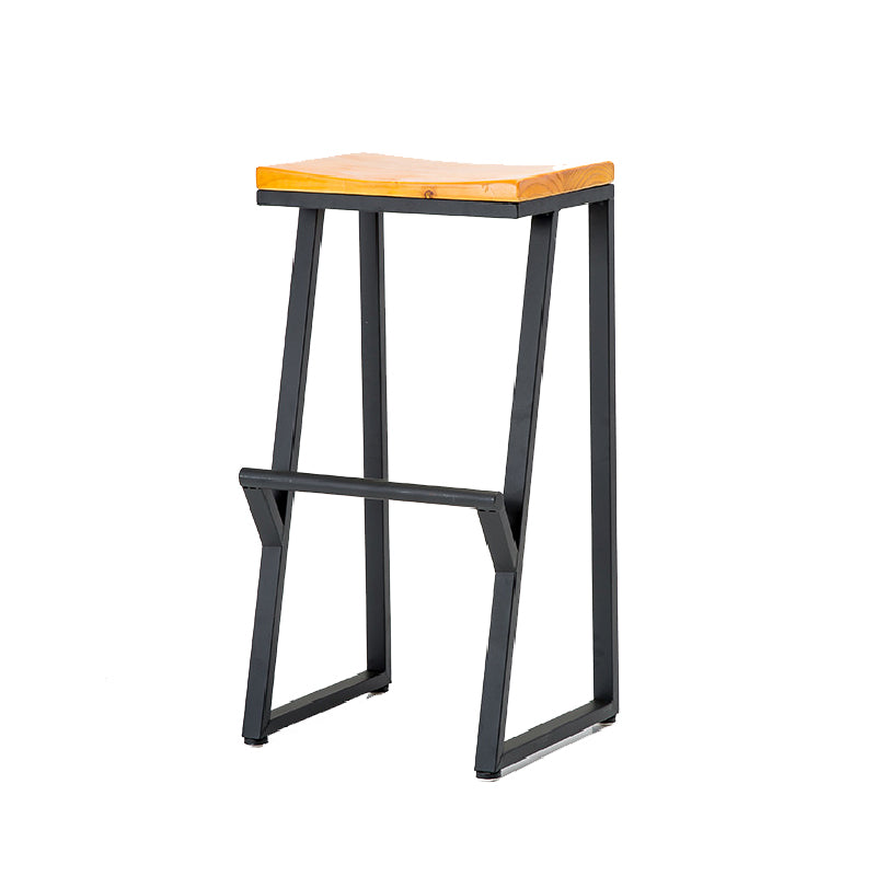 Contemporary Metal Counter Stool Wood Seat Bar Stool for Living Room