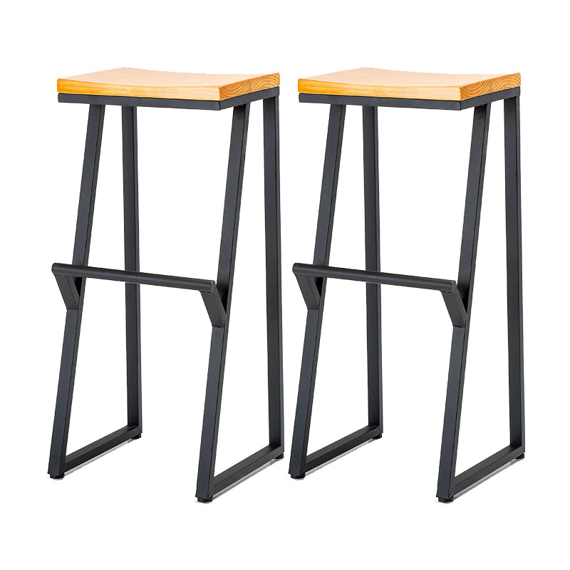 Contemporary Metal Counter Stool Wood Seat Bar Stool for Living Room