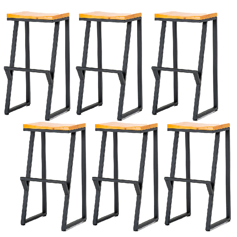 Contemporary Metal Counter Stool Wood Seat Bar Stool for Living Room