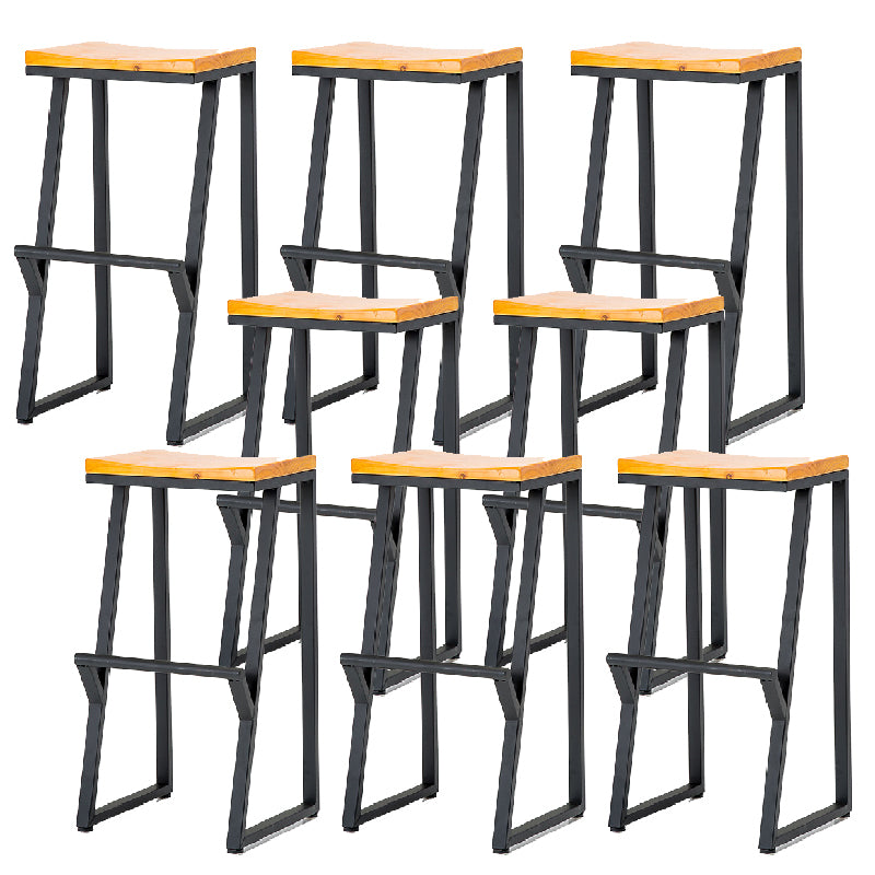 Contemporary Metal Counter Stool Wood Seat Bar Stool for Living Room